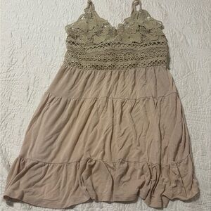 Ardene Lace Trim Beige Dress